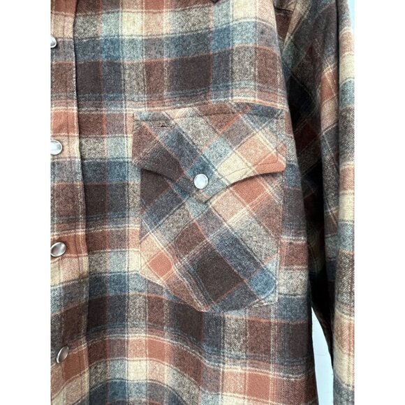 Pendleton Shirt Large Western Virgin Wool Tartan Pearl Snap‎ High Grade USA - Picture 3 of 10